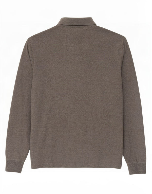 Cămașă polo Tommy Hilfiger pentru bărbați, cu mânecă lungă, în formă regulată, XL, bumbac gri