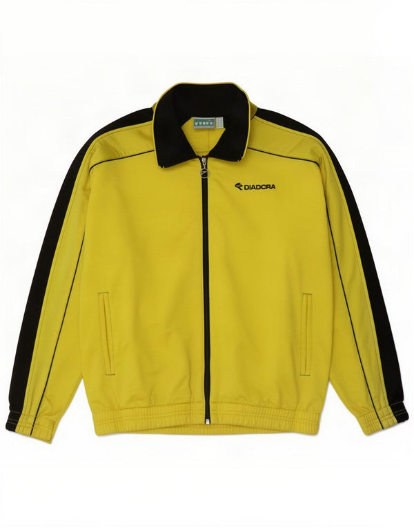 Diadora Mens Trening Top Jacket UK 36 Small Yellow Colourblock Polyester