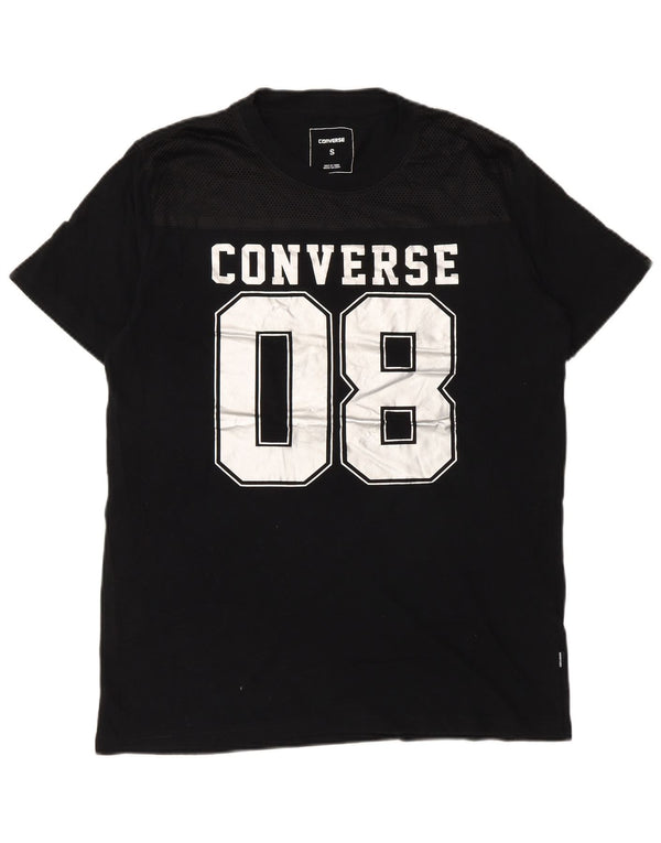 Tricou grafic Converse pentru bărbați Top mic, negru, bumbac