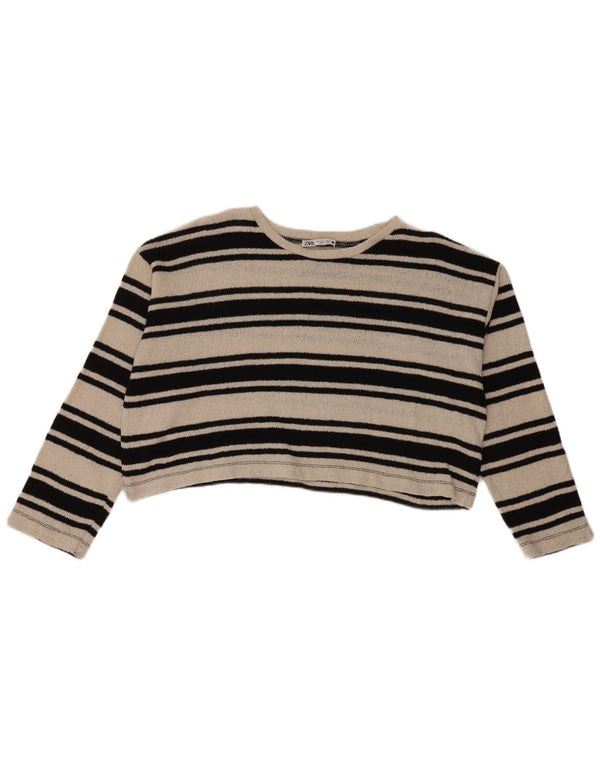 Zara Womens Oversized Boat Neck Jumper Sweater UK 16 Large Black Striped