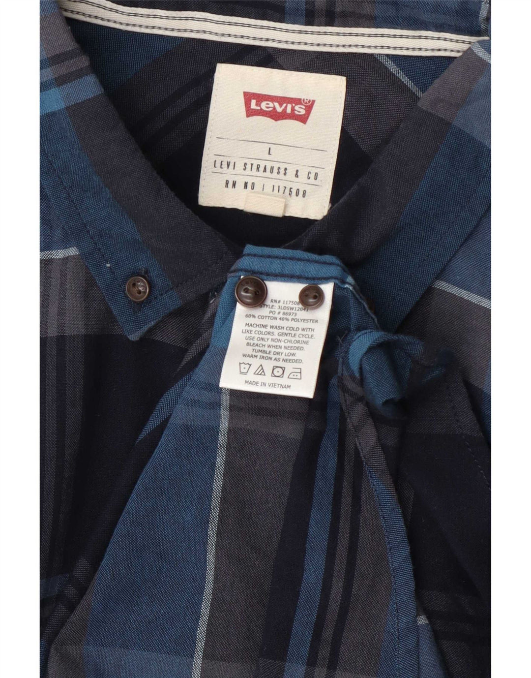 Cămașă cu mânecă scurtă pentru bărbați Levi's, mare, din bumbac cu carouri bleumarin