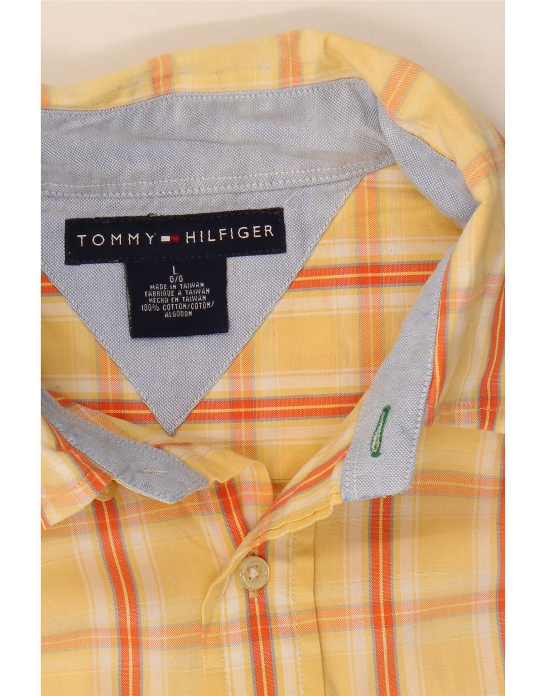 Cămașă cu mânecă scurtă Tommy Hilfiger pentru bărbați, bumbac cu carouri galbene mari