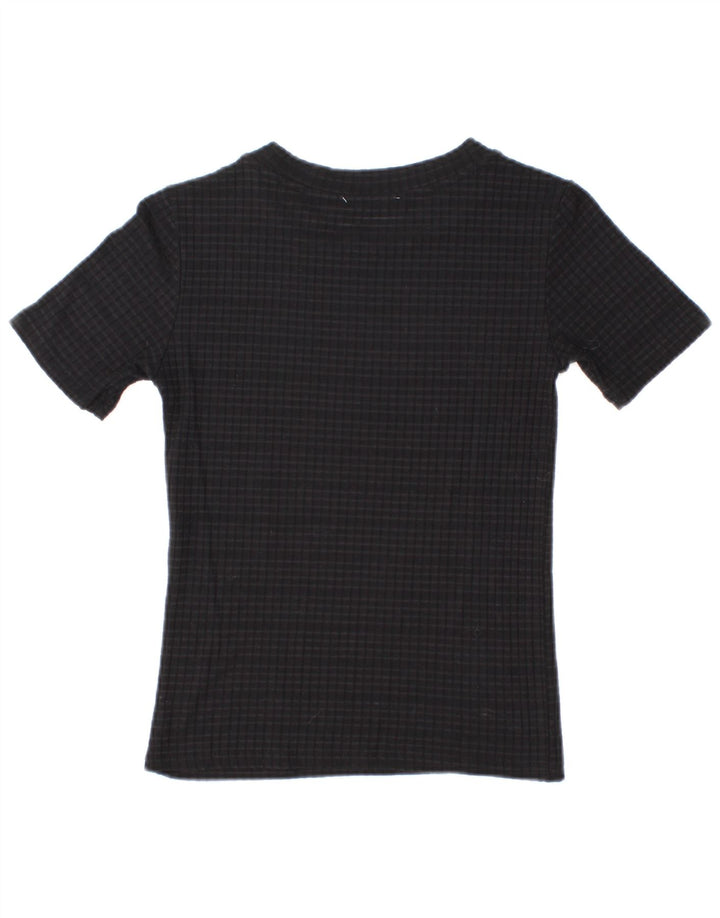 ZARA Womens Crop T-Shirt Top UK 12 Medium Black Check