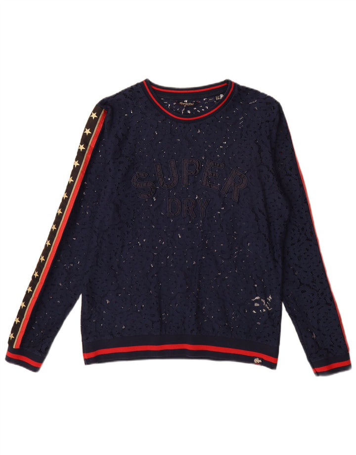 Top cu grafic supradimensionat Superdry pentru femei cu mânecă lungă UK 10 Mic bleumarin