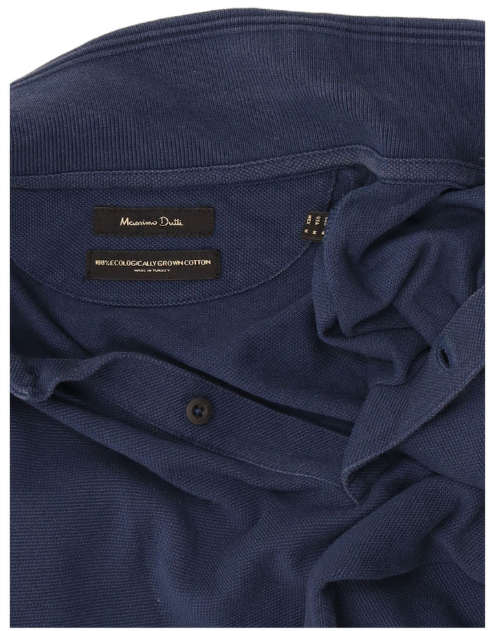 Tricou polo Massimo Dutti pentru bărbați, bumbac, albastru bleumarin mediu
