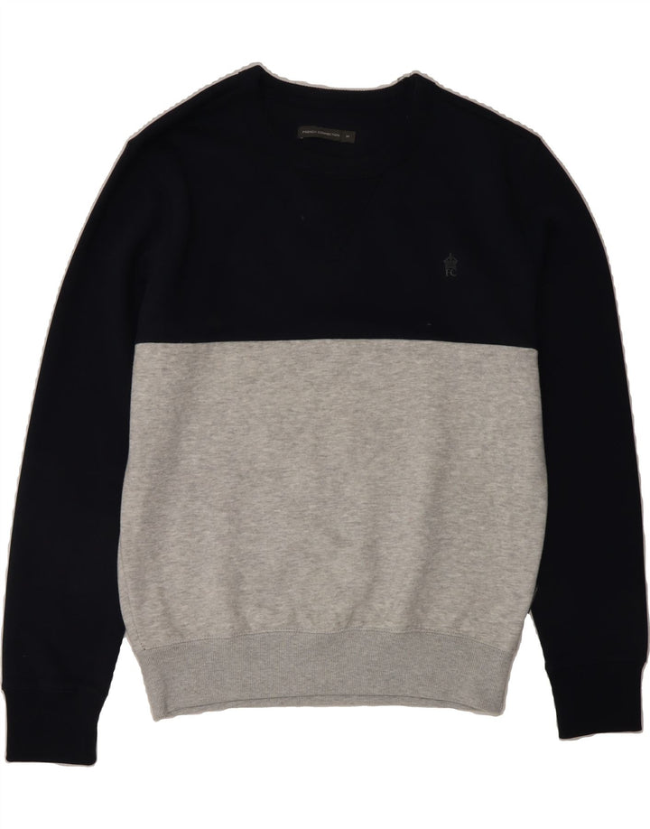 FRENCH CONNECTION Mens Sweatshirt Jumper Medium Navy Blue Colourblock Vintage French Connection and Second-Hand French Connection from Messina Hembry 