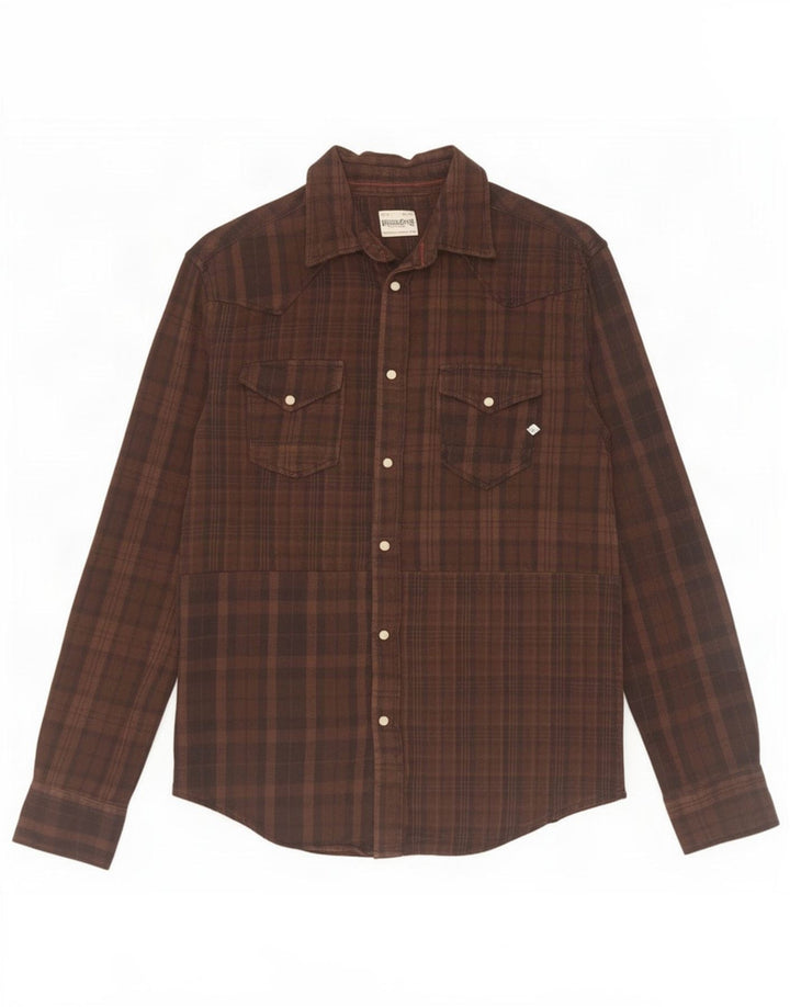 Cămașă de flanel Jack & Jones pentru bărbați, bumbac cu carouri maro mediu