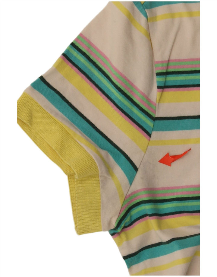Tricou polo LACOSTE pentru femei, mărimea 40, bumbac cu dungi alb, mediu