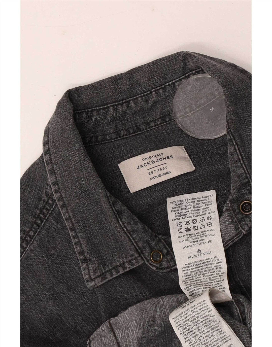 Cămașă Jack & Jones pentru bărbați din denim, bumbac gri mediu