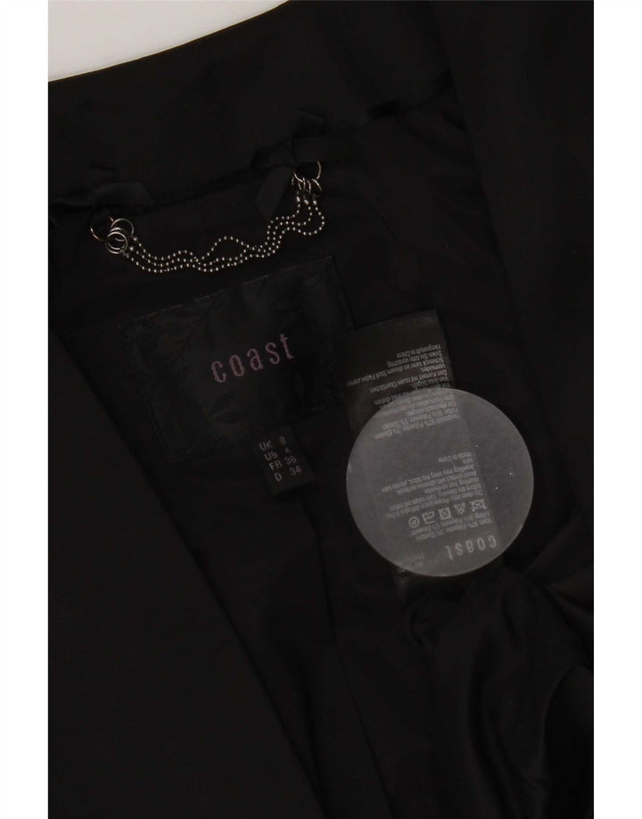 Jachetă Bolero pentru femei Coastă cu mâneci 3/4 UK 8, poliester negru mic