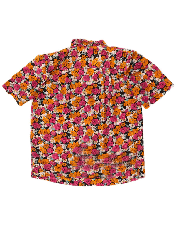 Cămașă vintage cu mânecă scurtă pentru femei UK 20 2XL Multicolor Floral