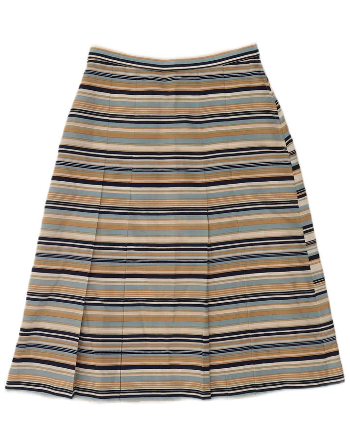 Fusta Plisată Vintage Femei IT 42 Medium W26 Multicolore Dungi