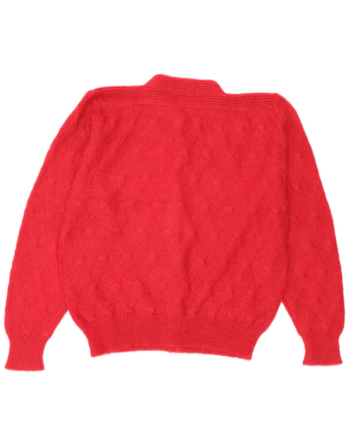 Pulover Cardigan Vintage pentru Damă IT 44 Medium Red Mohair