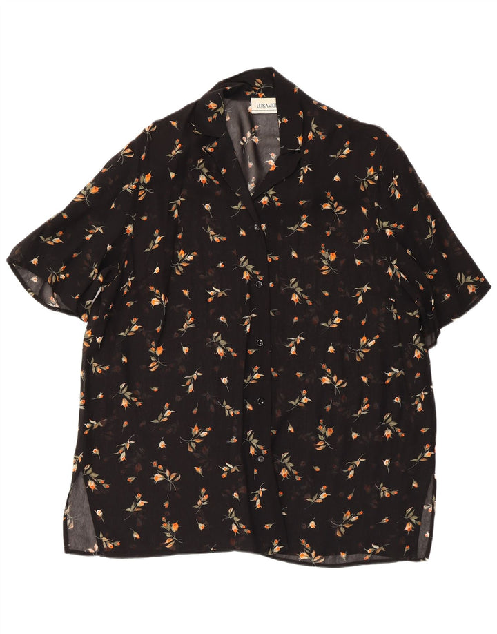 LUISA VIOLA Bluză cămașă transparentă pentru femei UK 20 2XL Negru Floral