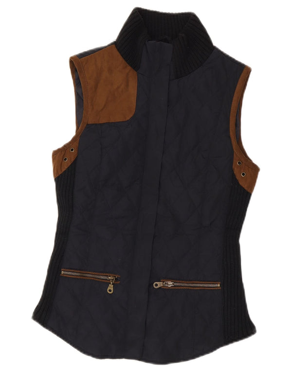 Gilet matlasat pentru femei Zara UK 6 XS bleumarin poliester color bloc