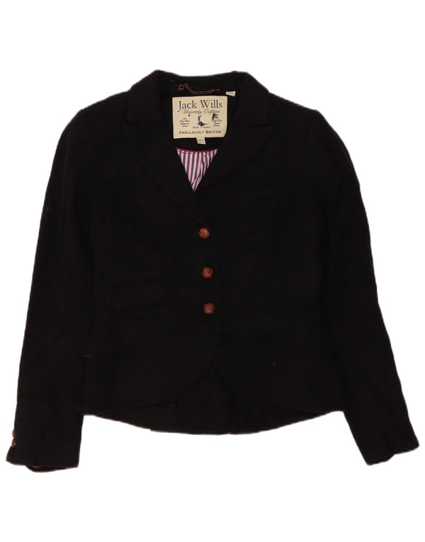 Blazer Jack Wills pentru femei cu 3 nasturi, UK 10, lână neagră mică