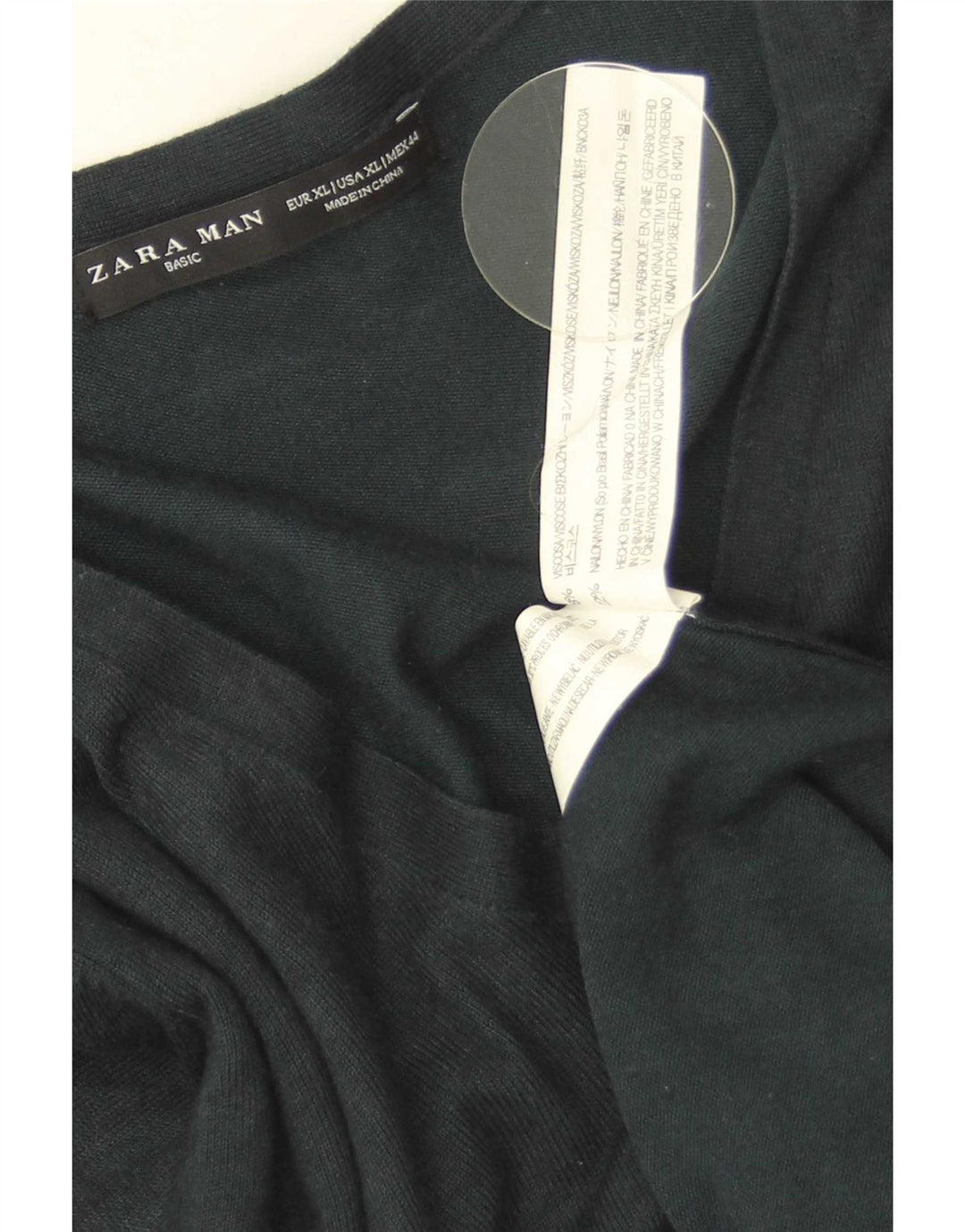 Pulover pentru bărbați Zara, cu decolteu în V, XL, viscoză verde