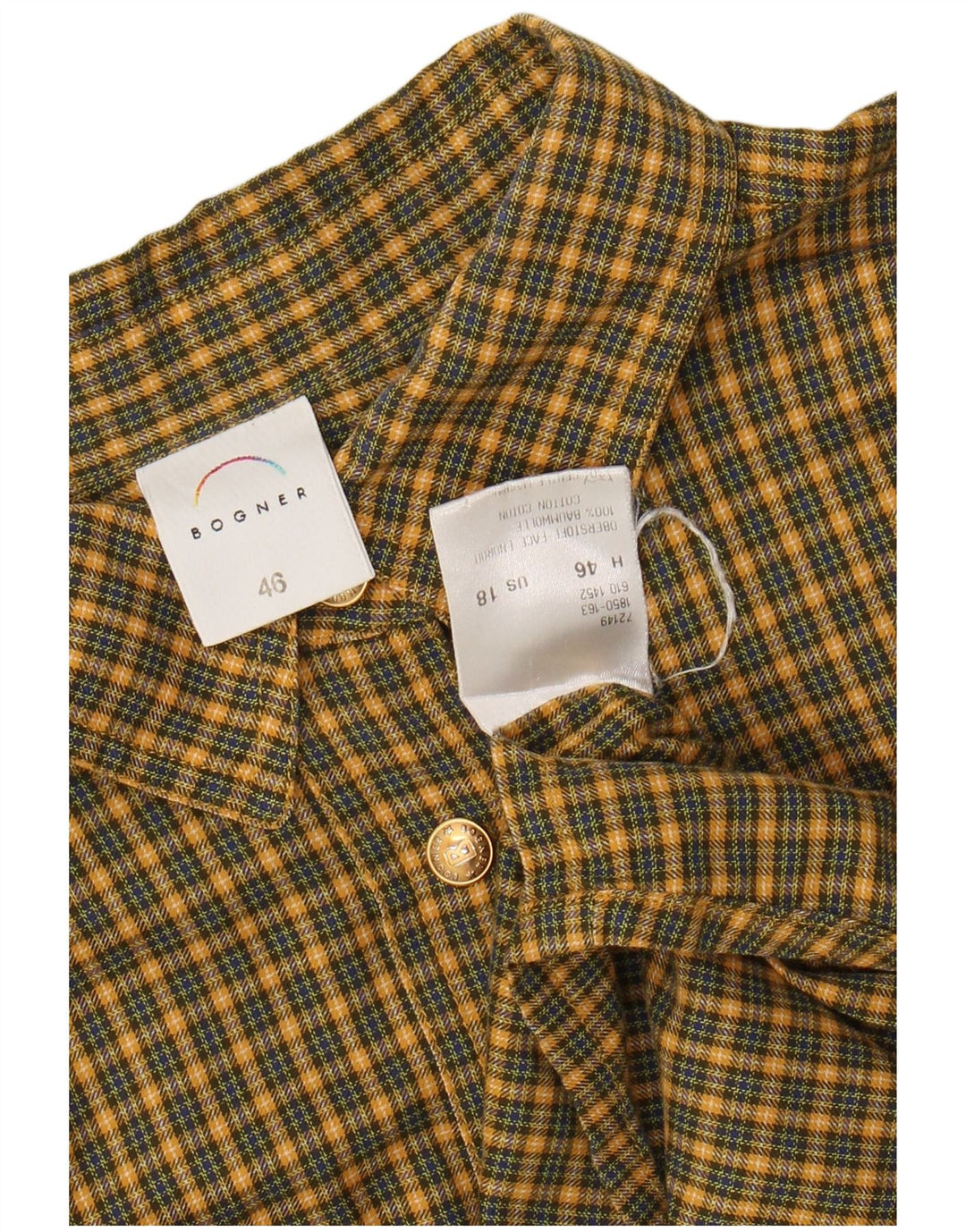 Cămașă de flanel pentru femei BOGNER US 18 2XL, bumbac cu carouri galbene