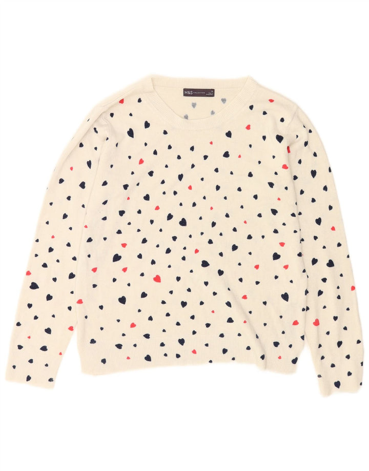 Pulover pentru femei Marks & Spencer, cu gât de barcă, UK 12 Medium White Heart