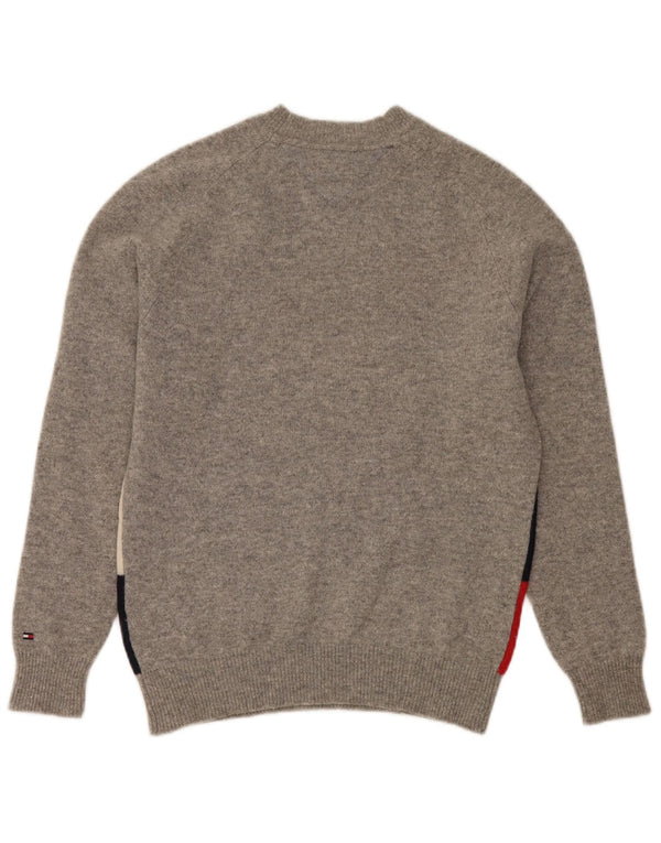 Pulover Tommy Hilfiger pentru damă, cu decolteu triplu, UK 10, gri, geometric