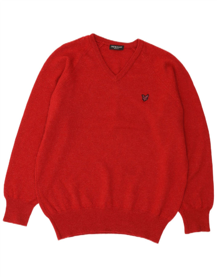 Pulover cu decolteu în V Lyle & Scott pentru bărbați, roșu mare