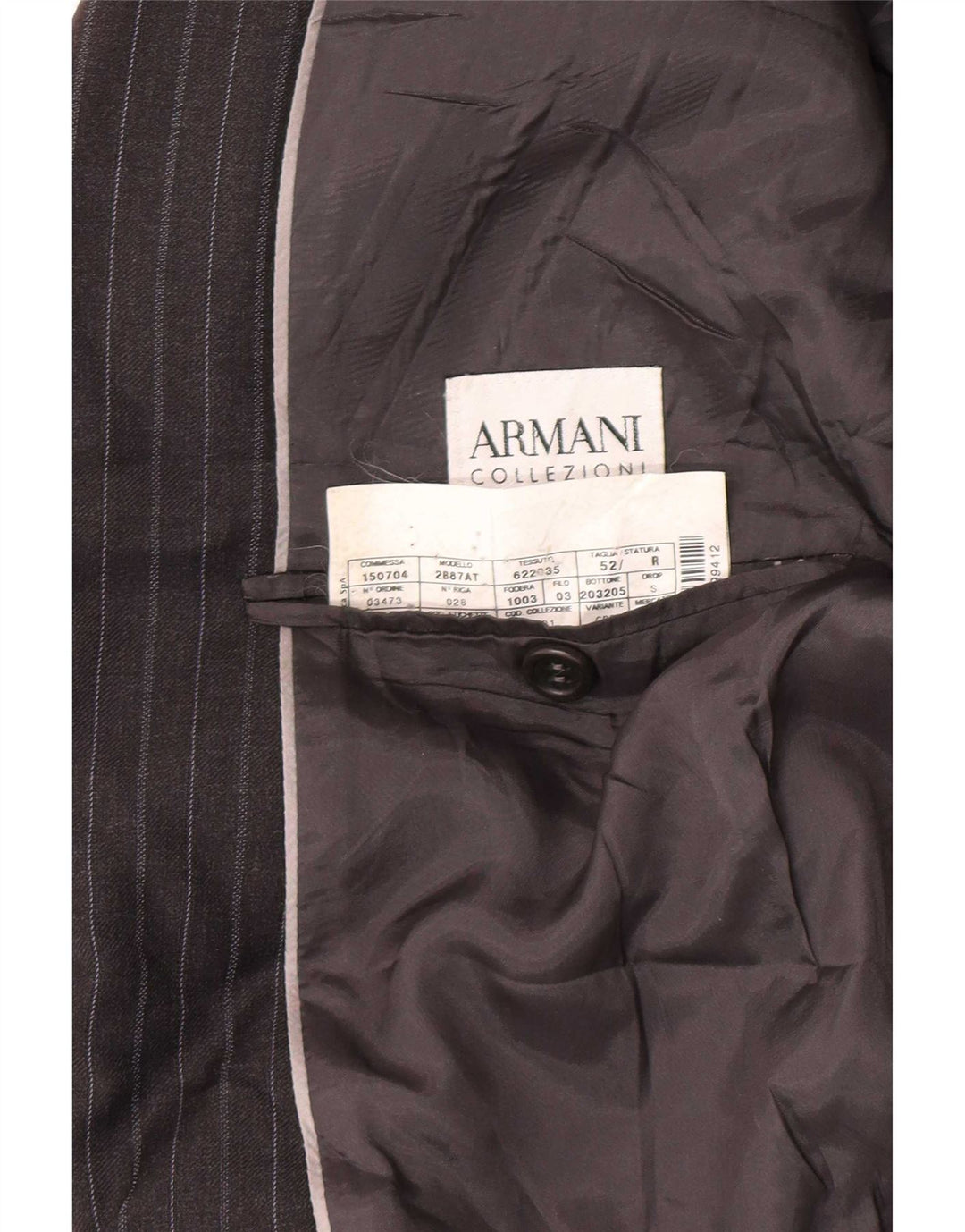 Jachetă pentru bărbați Armani Collezioni cu 2 nasturi IT 52 XL Lână cu dungi gri