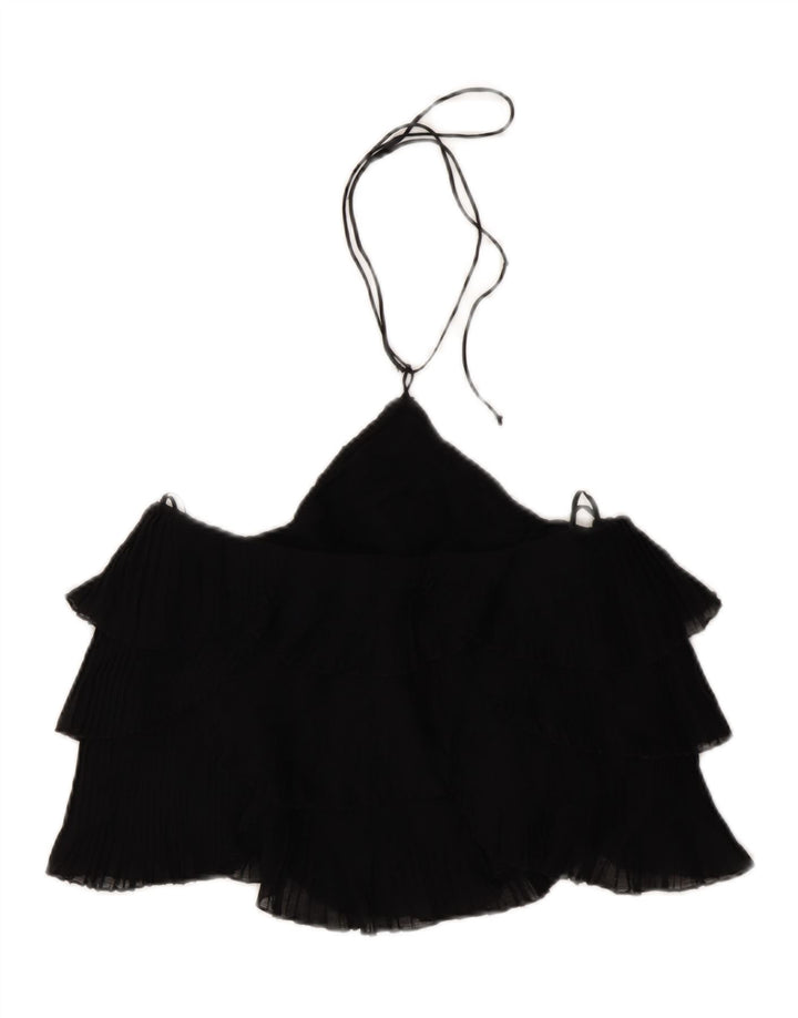 ZARA Womens Crop Halter Top UK 4 XS Black Polyester