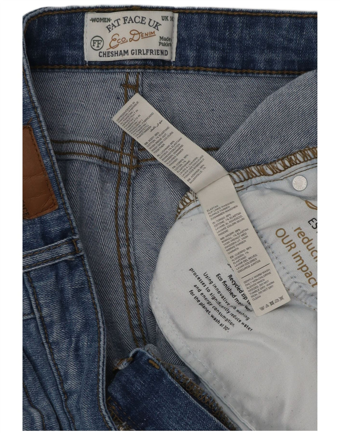 FAT FACE Blugi drepti pentru femei Chesham Girlfriend UK 16 Large W36 L28 Blue