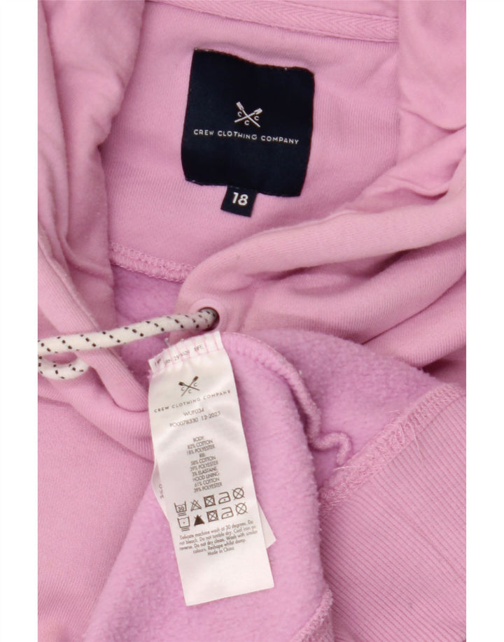 CREW CLOTHING Pulover pentru damă Crop Hoodie UK 18 XL Bumbac roz