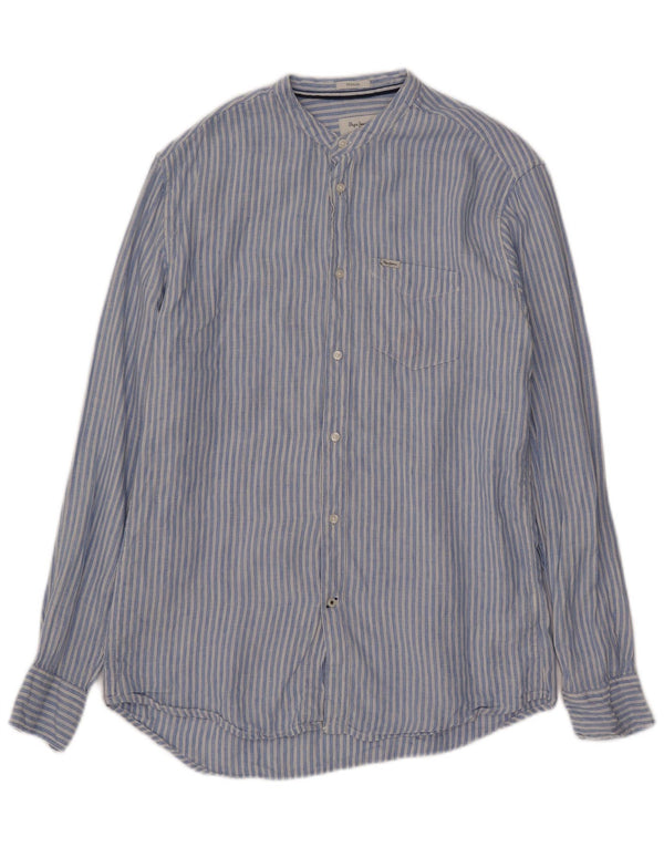 Cămașă obișnuită pentru femei PEPE Jeans UK 10 Small Blue Striped Linen