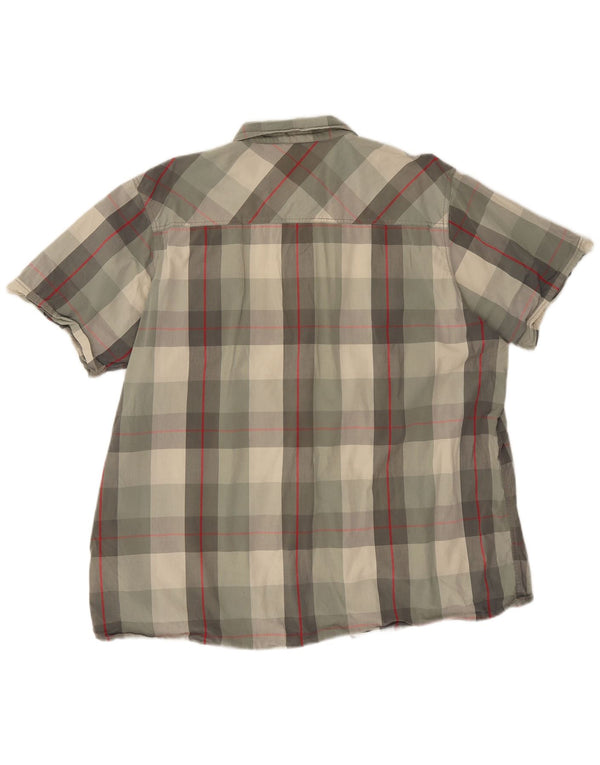 Cămașă cu mânecă scurtă pentru bărbați Weird Fish 3XL, bumbac cu carouri kaki
