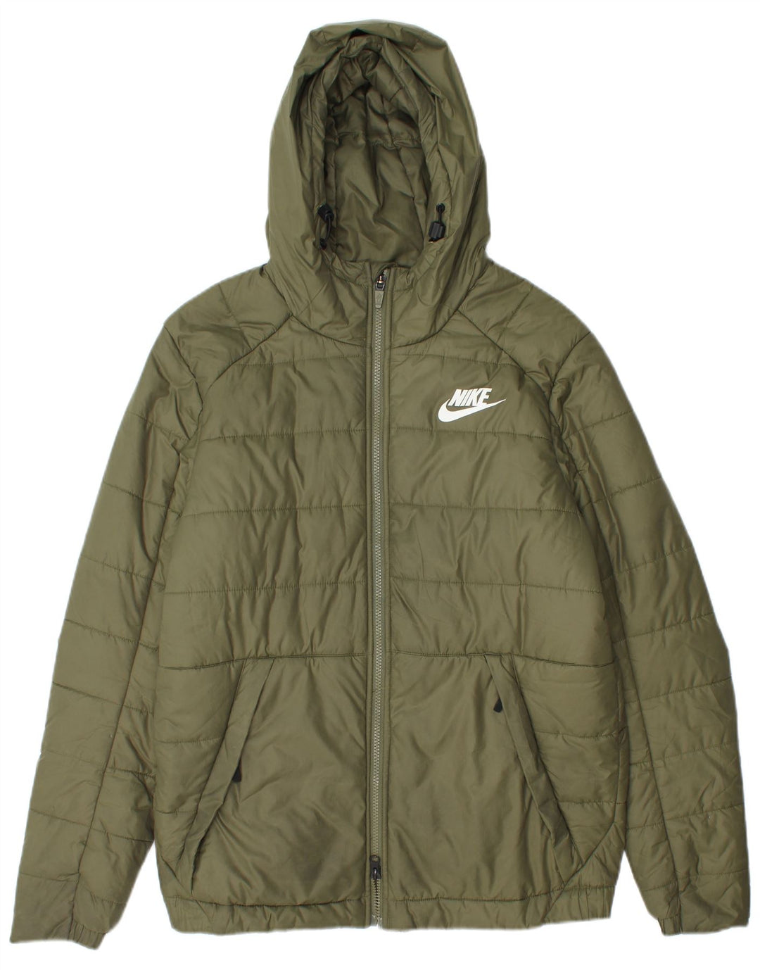 Jachetă căptușită cu glugă Nike pentru bărbați UK 38 Poliester kaki mediu