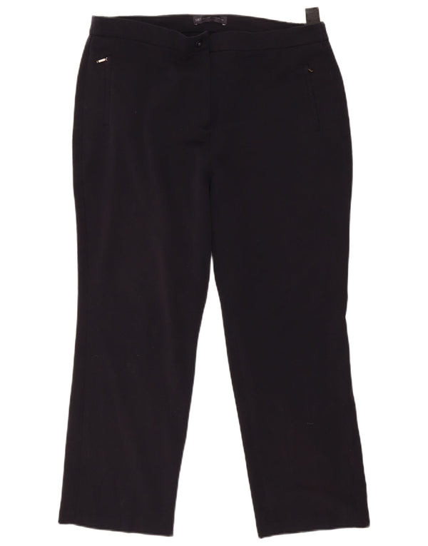 Marks & Spencer Pantaloni tăiați cu talie înaltă pentru femei UK 14 Large W34 L26 Bleumarin
