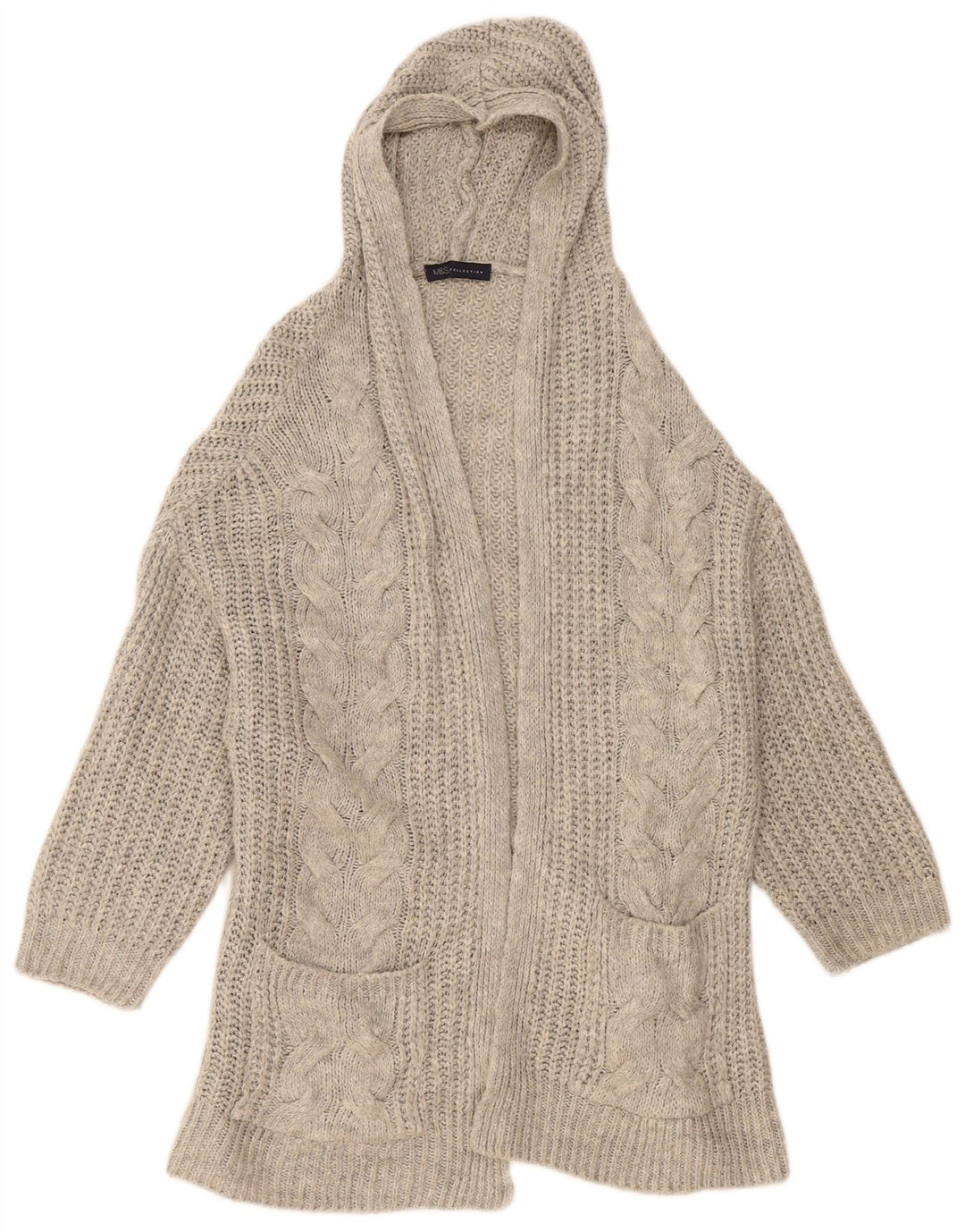 Pulover cardigan deschis cu glugă pentru femei Marks & Spencer UK 14 gri mediu