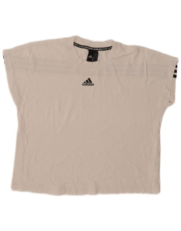 Tricou pentru femei Adidas Crop Oversized Top UK 10 Small White Bumbac