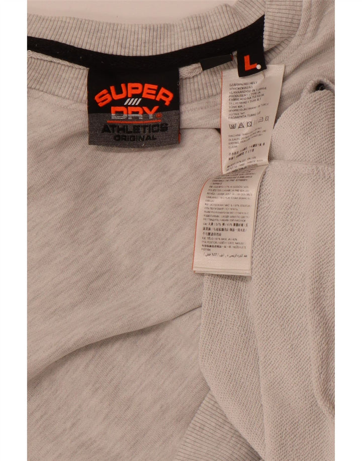 SUPERDRY Hanorac grafic pentru bărbați Pulover mare din bumbac gri
