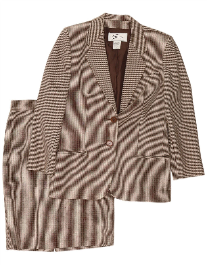Set de fuste Genny pentru femei, 2 nasturi, 2 piese UK 14 Medium W32 Brown Houndstooth