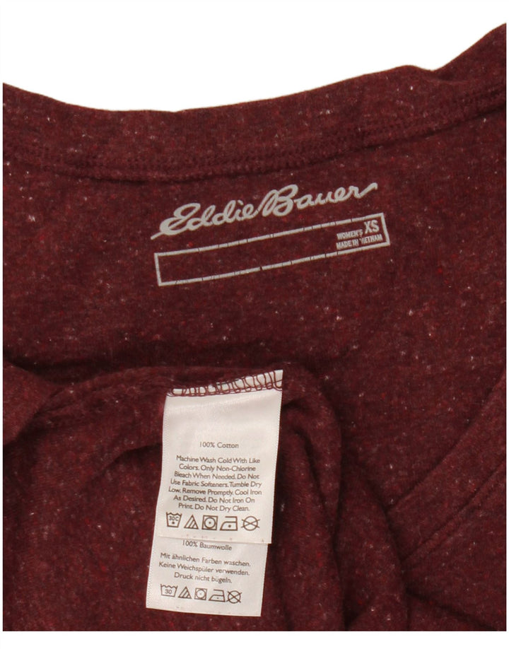 EDDIE BAUER Tricou pentru femei Top UK 6 XS Maroon Flecked Cotton