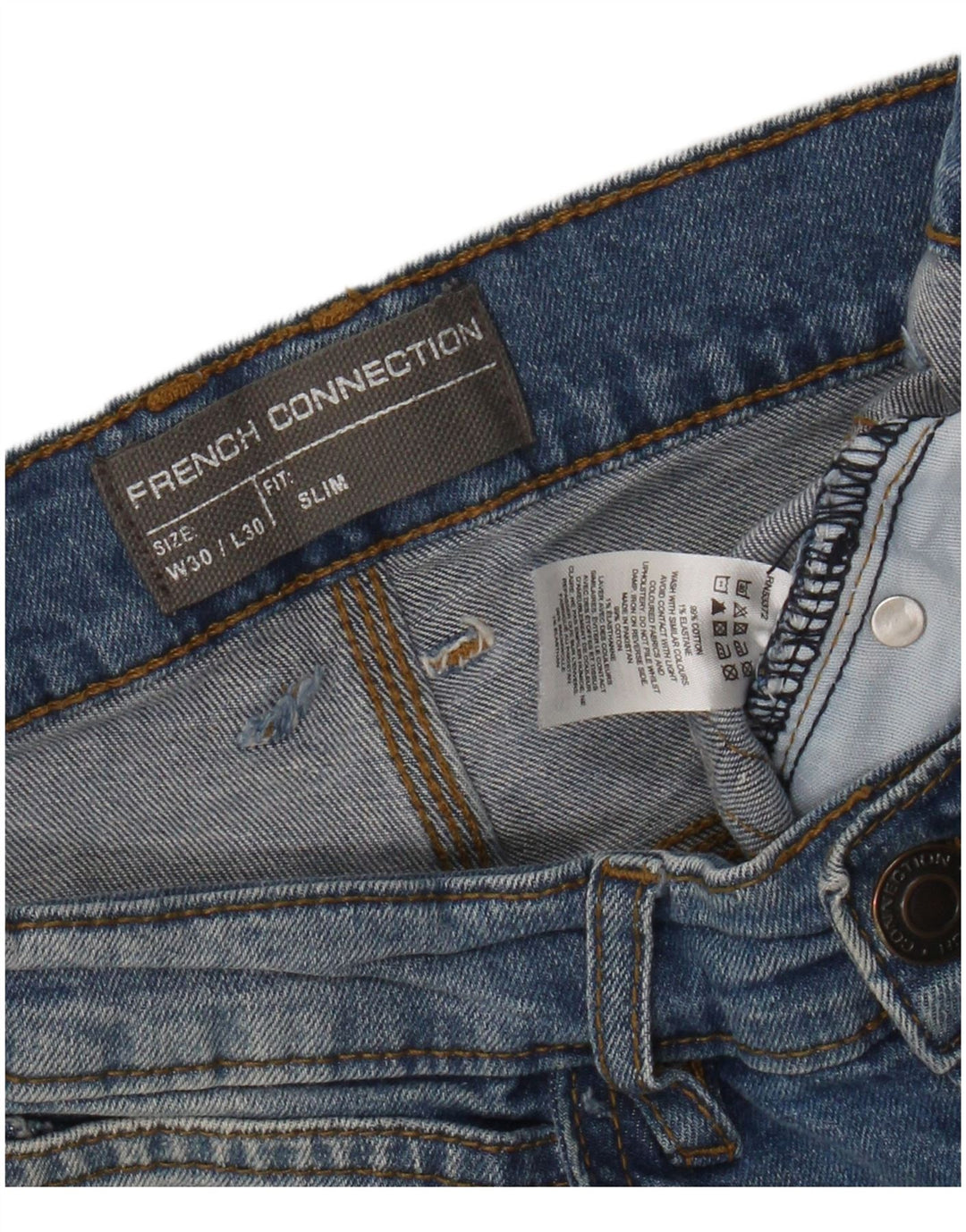 Blugi slim pentru bărbați French Connection W30 L30 Bumbac albastru
