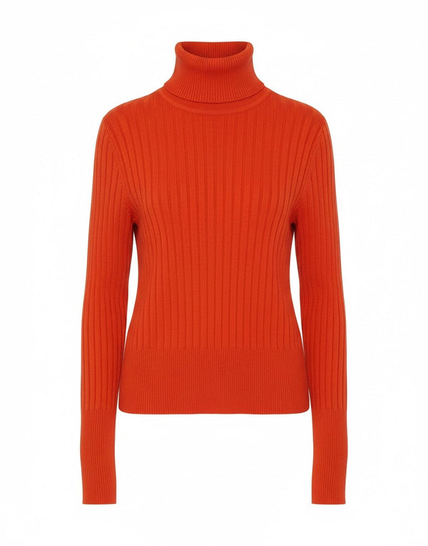 Zara Womens Crop Roll Neck Jumper Sweater UK 12 Medium Orange