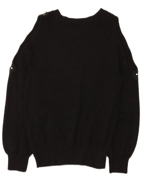 Pulover Topshop pentru damă, cu gât de barcă, UK 8, mic, negru, viscoză