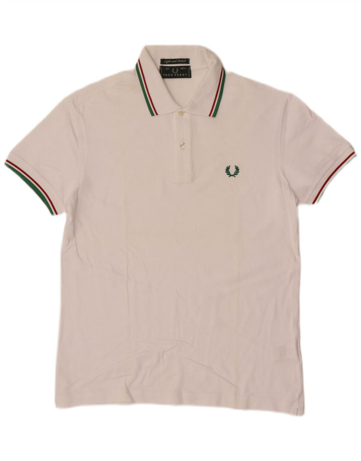 Cămașă polo pentru bărbați Fred Perry, ușor și elastic, bumbac alb mediu