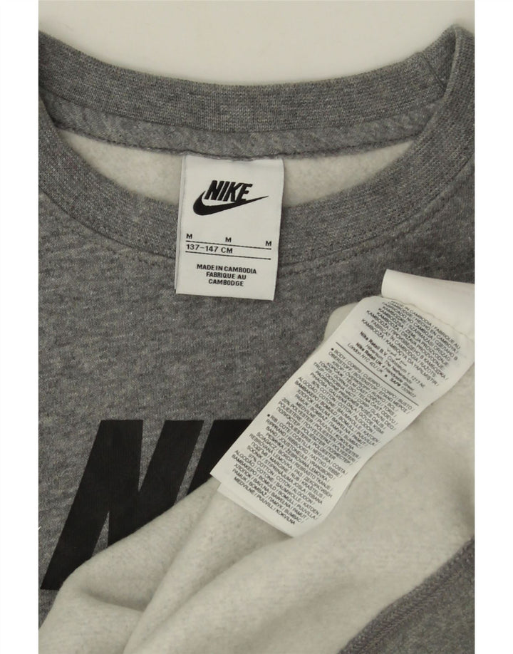 Hanorac cu grafic pentru băieți Nike, 10-11 ani, bumbac cu pete, gri mediu