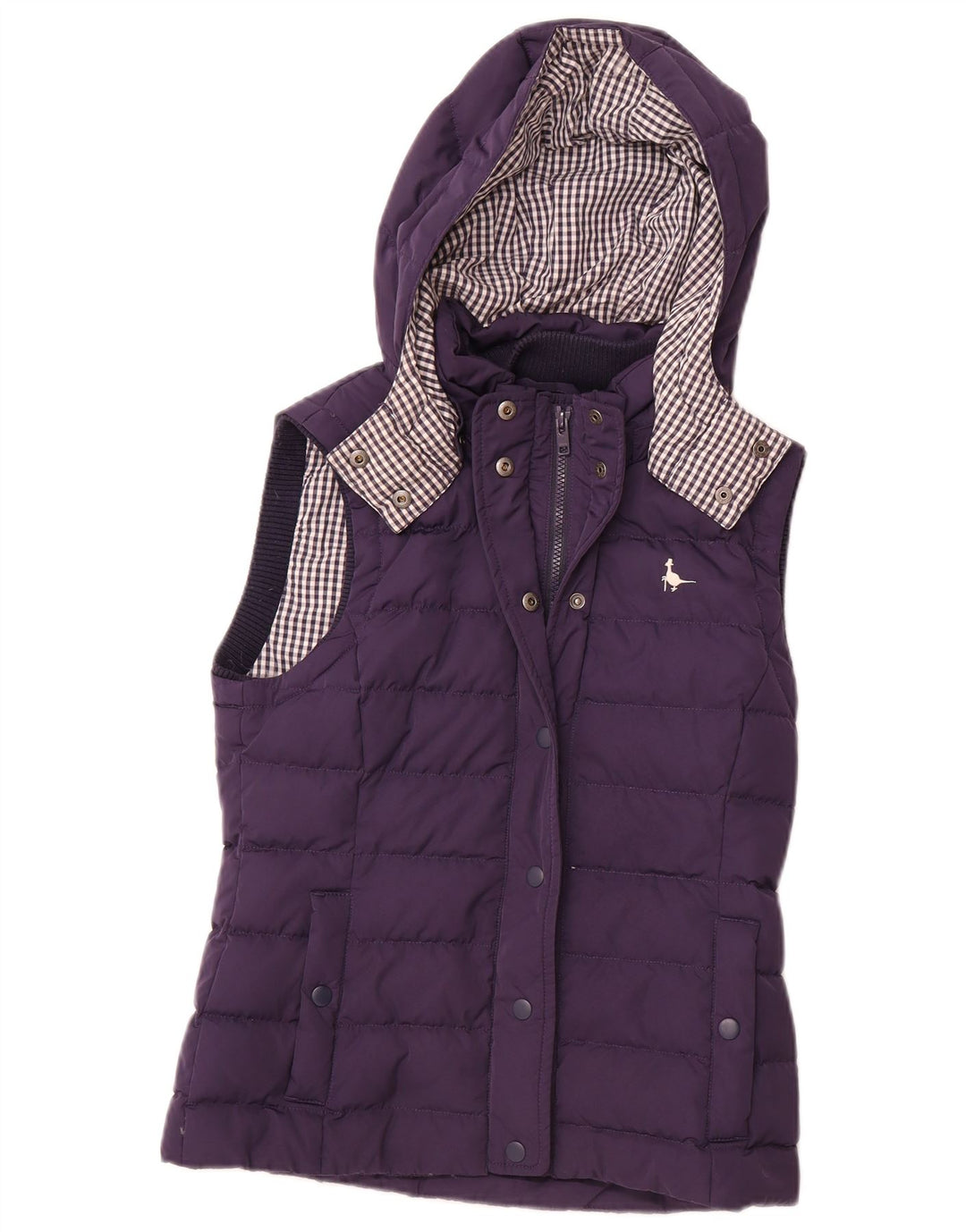 JACK WILLS Gilet căptușit cu glugă pentru femei UK 10 Poliester bleumarin mic