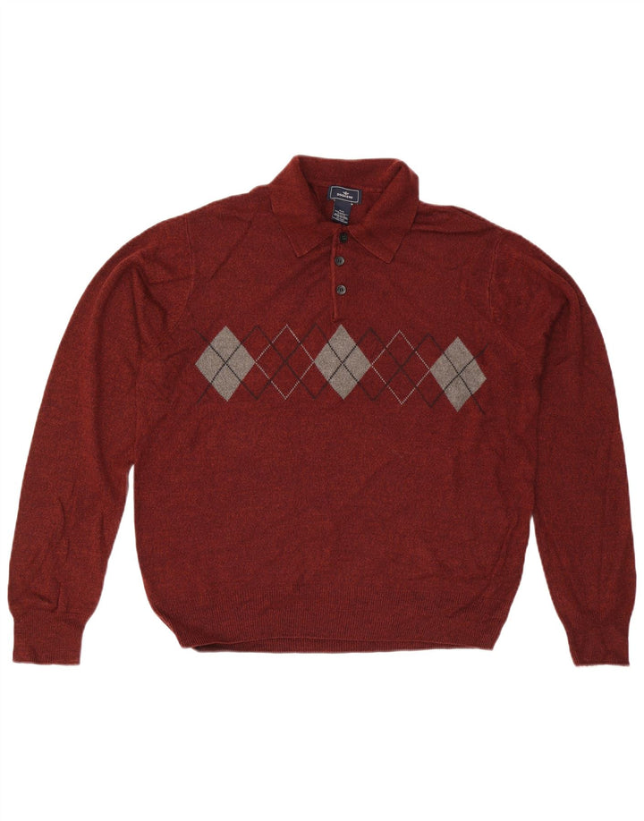 Pulover Dockers pentru bărbați cu gât polo, mijlociu, burgundă, Argyle/Diamond
