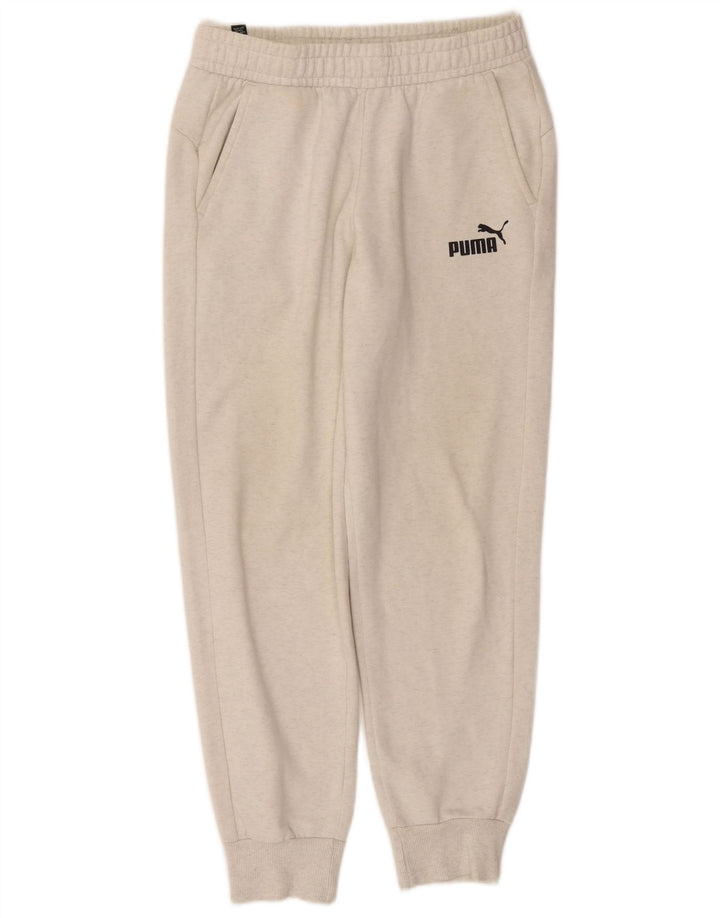 Pantaloni de trening Puma pentru bărbați Joggeri din bumbac alb mediu