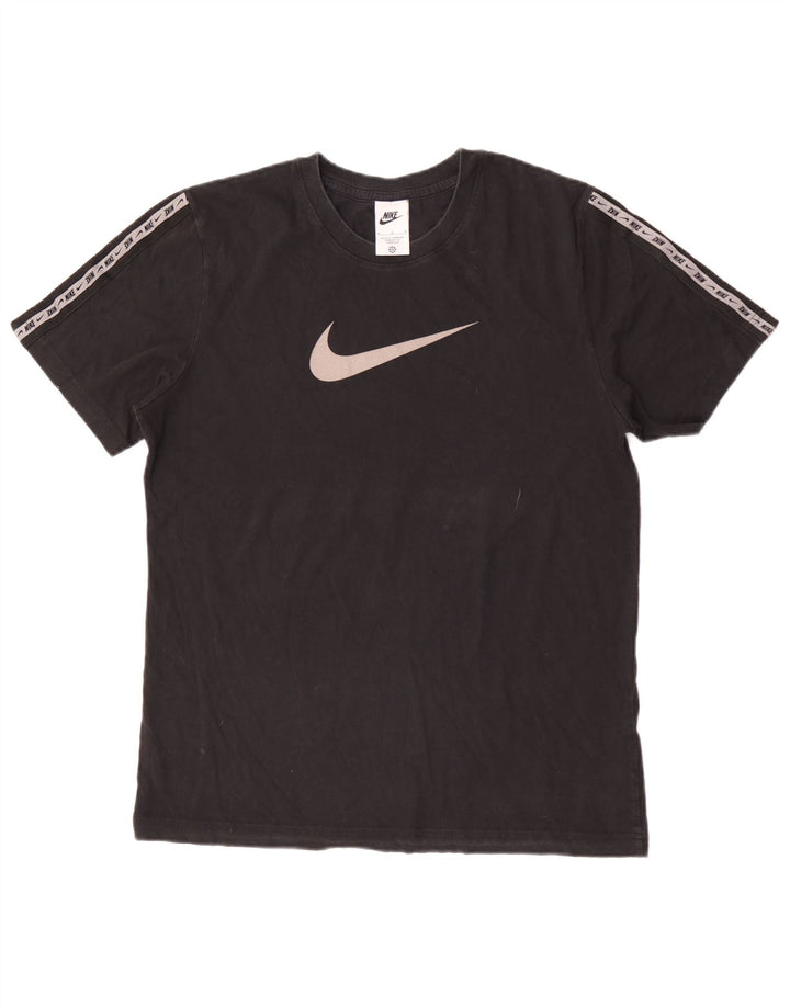 Tricou grafic Nike pentru bărbați Top mediu negru din bumbac color bloc