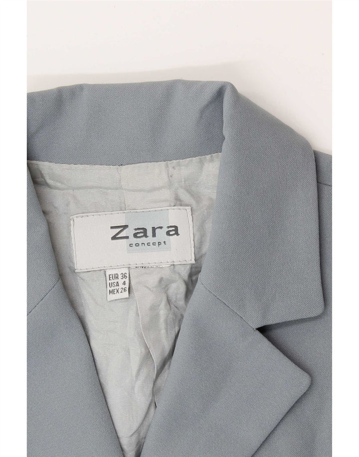 Jachetă pentru femei Zara cu mâneci scurte cu 3 nasturi EU 36 XS gri