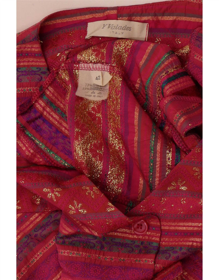 Vestă vintage pentru femei IT 42 Acetat cu dungi roz mediu