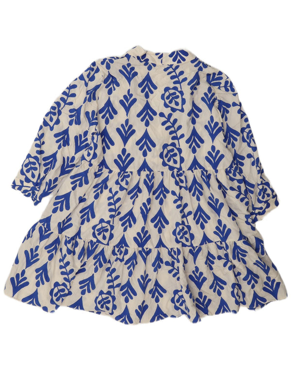 Rochie cu mâneci lungi pentru femei Zara UK 18 XL, viscoză florală albă